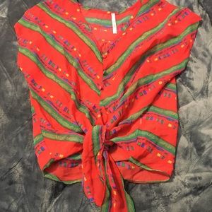 Red top with green stripes. Gently used from sway in Berkeley